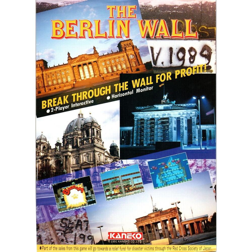 The Berlin Wall Arcade FLYER Original Retro Video Game Artwork 1991 Vintage